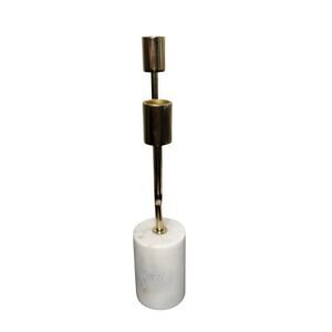 Candelabra Solid White Marble with Gold-Tone 2 Taper Holders